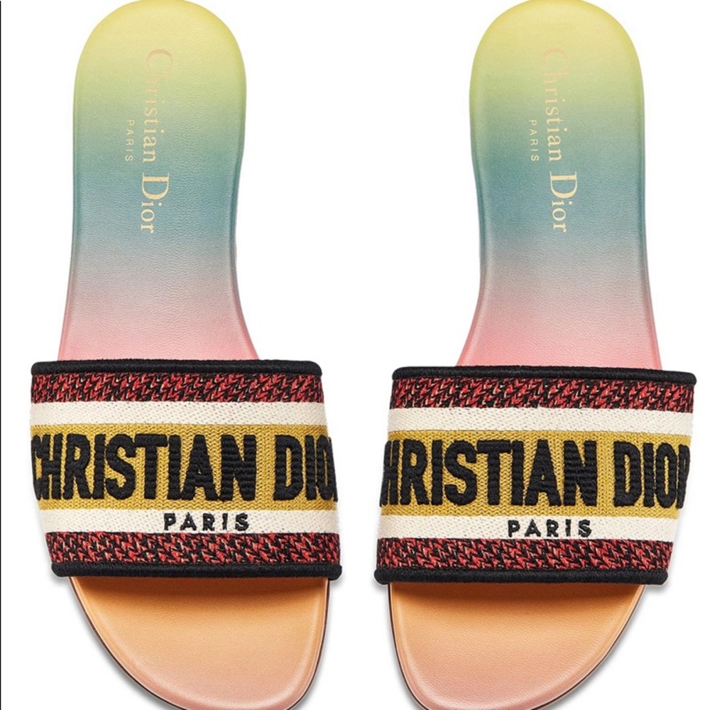 Christian Dior DWay Ombré Rainbow Slide Size 36